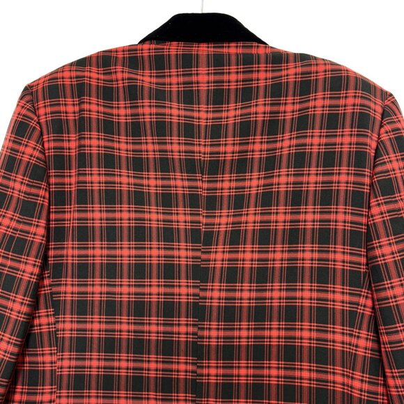 Rare 70’s Formal Tux Jacket Lord West Red Blk Plaid Vintage 46L - Picture 7 of 16